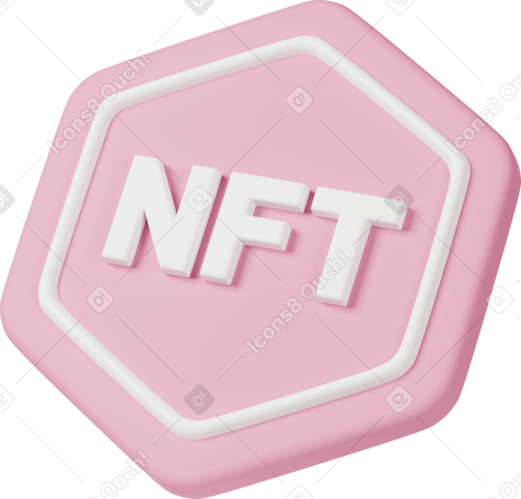 3D pink nft button PNG, SVG