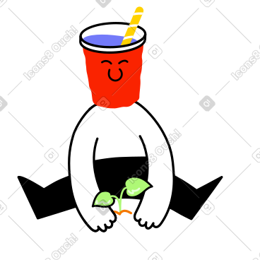 Character with eco-friendly cup head PNG, SVG