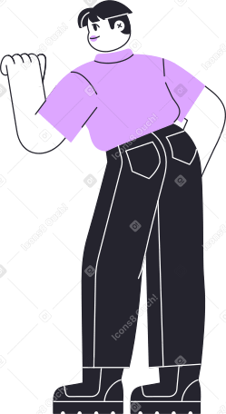 стоящий мужчина в синей рубашке и черных брюках в PNG, SVG