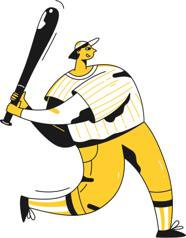 Ilustração animada de jogador de baseball em GIF, Lottie (JSON), AE