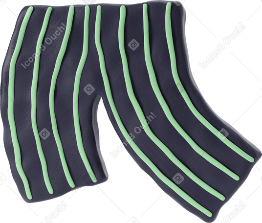 3D Calça preta com listras verdes PNG, SVG