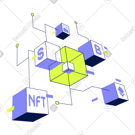 区块链技术、加密货币和 nft PNG, SVG