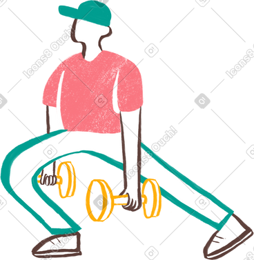 Man in a cap doing exercise with weights PNG, SVG