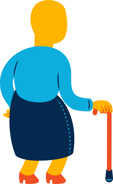 Old woman standing back PNG, SVG