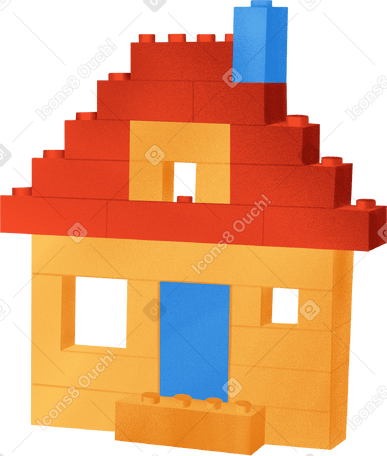 yellow house with a red roof made of lego bricks PNG, SVG