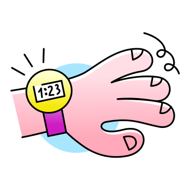 Hand with wristwatch showing time PNG, SVG
