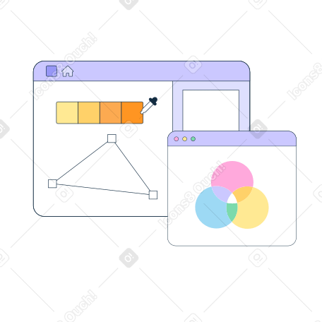 Workflow in graphic design software Illustration in PNG, SVG