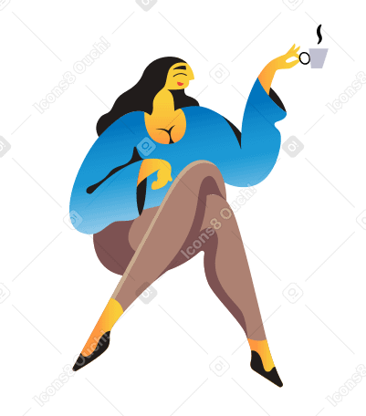 Woman with cup Illustration in PNG, SVG