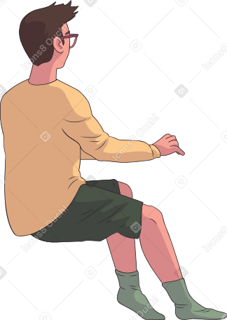 sitting man from the back Illustration in PNG, SVG
