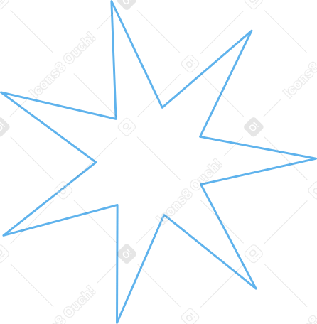 blue line star with seven ends Illustration in PNG, SVG