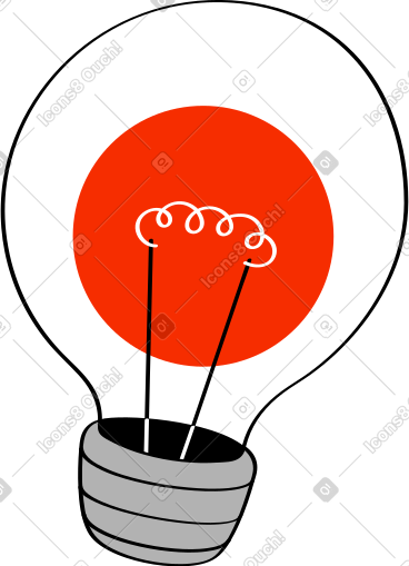 Light bulb with red light PNG, SVG