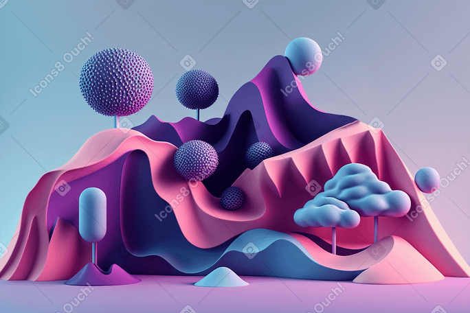 3D abstract landscape composition background PNG, SVG