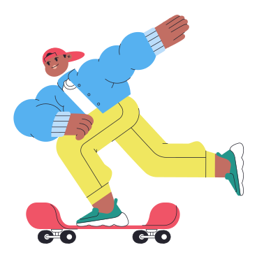 Анимированная иллюстрация Подросток катается на скейтборде в GIF, Lottie (JSON), AE