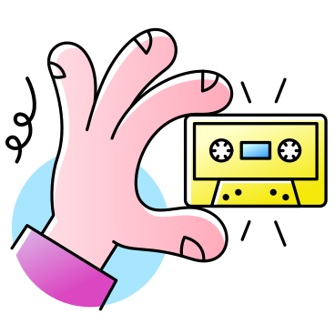 Hand with audio cassette PNG, SVG