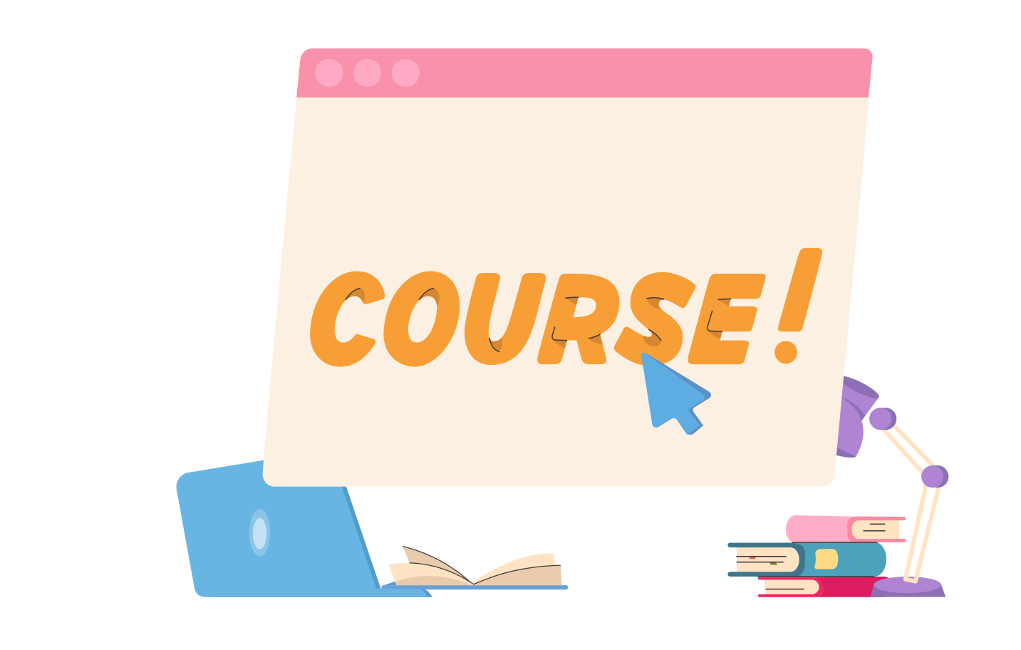 Free course text in the browser and guy with the laptop looking at the text Illustration in PNG, SVG