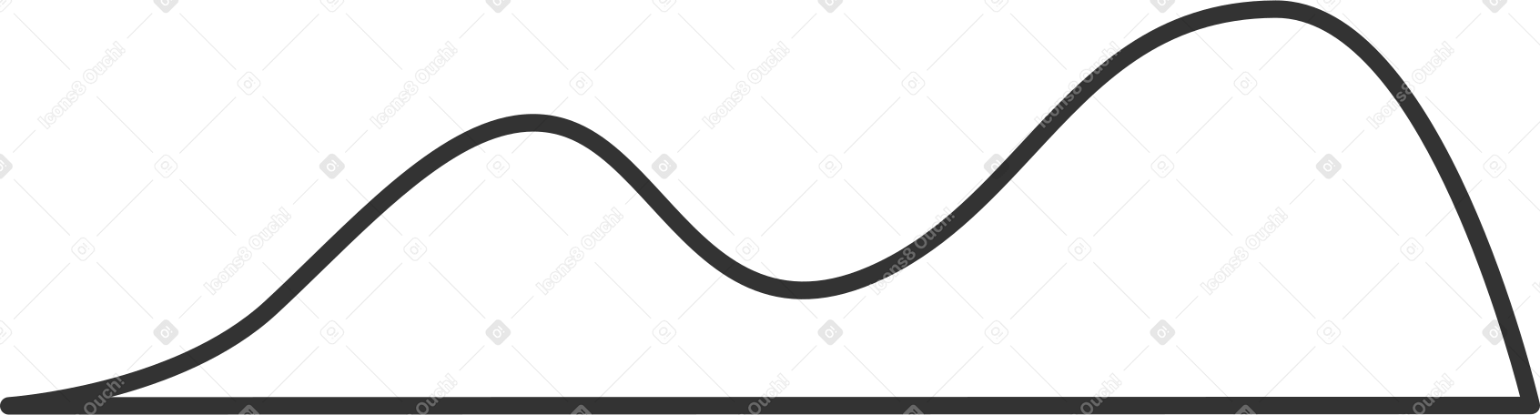 Wavy cloud with black outline Illustration in PNG, SVG