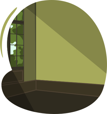 Illustration animée Chambre verte avec une fenêtre aux formats GIF, Lottie (JSON) et AE