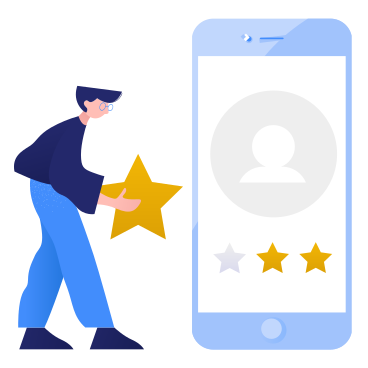 Man customer giving three stars rating PNG, SVG