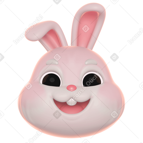 3D 复活节兔子图标 PNG, SVG