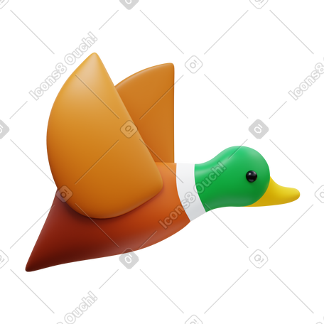 3D flying duck PNG, SVG