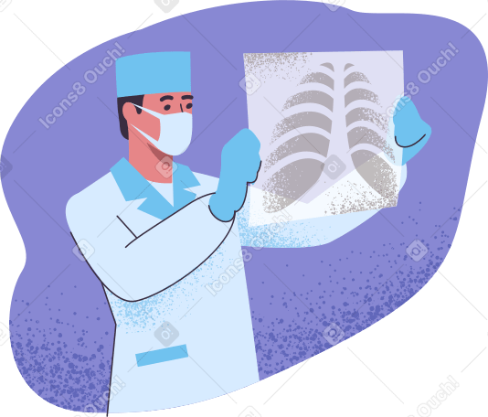 Хирург смотрит на рентген в PNG, SVG