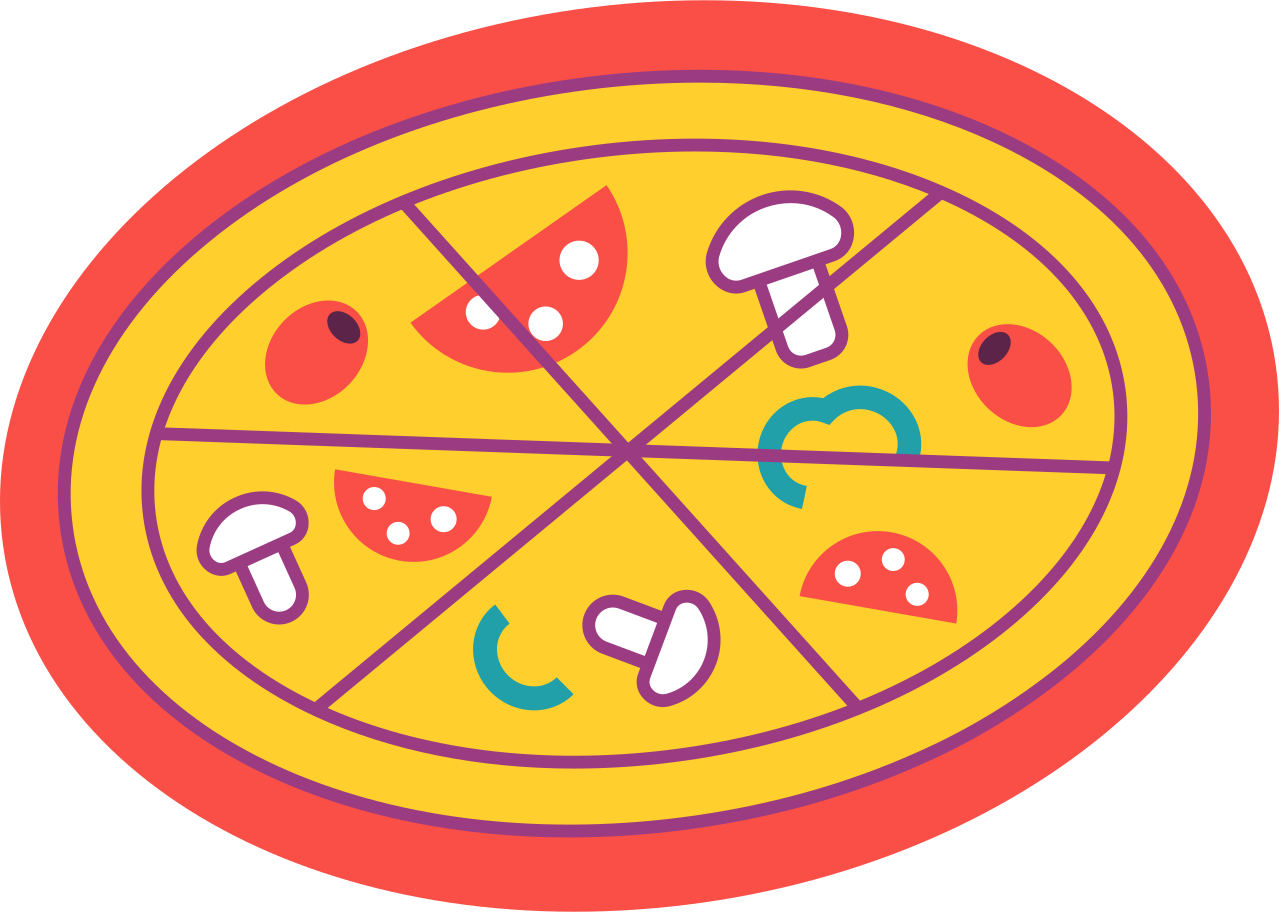 Pizza with mushrooms Illustration in PNG, SVG