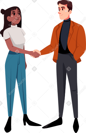 man and woman shaking hands Illustration in PNG, SVG