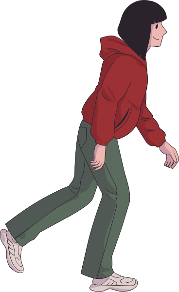 girl in a red hoodie and green jeans PNG, SVG