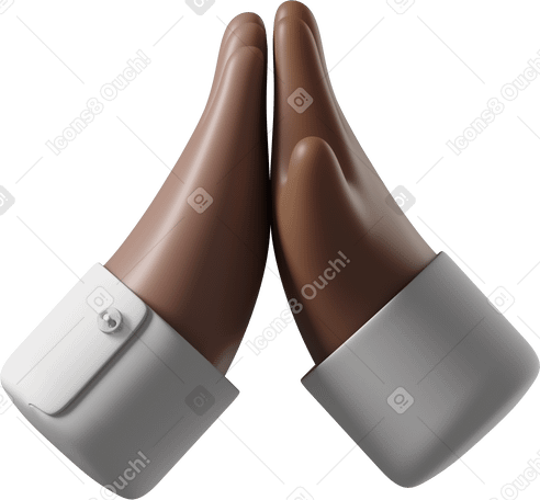 3D Brown skin hand giving high five to dark brown skin hand PNG, SVG