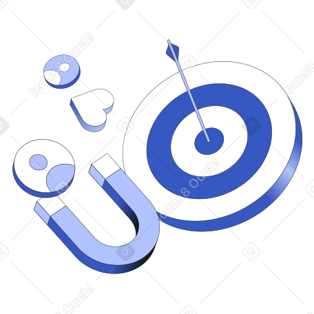 Magnet with user icons and target with arrow Illustration in PNG, SVG