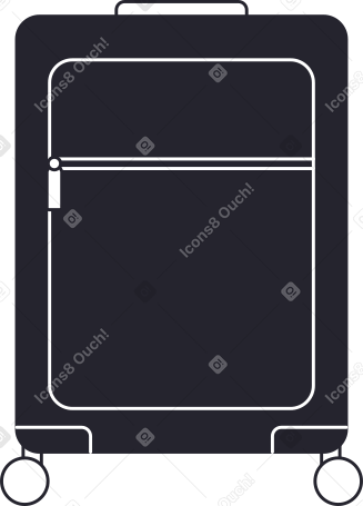 black suitcase front Illustration in PNG, SVG