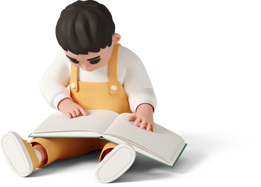 little boy looks at book PNG, SVG