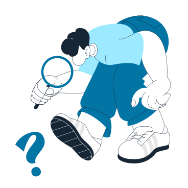 Man with magnifying glass looking for clues to answer the question PNG, SVG