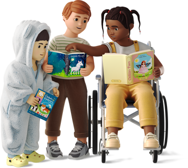 children chatting with books PNG, SVG