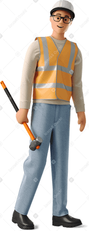 3D Мужчина-строитель в PNG, SVG