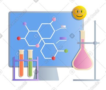 有烧瓶、试管和计算机的科学实验室 PNG, SVG