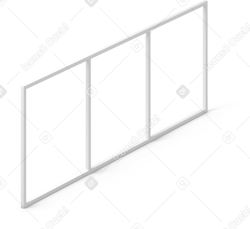 3D White window frame Illustration in PNG, SVG