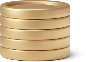 pile of five golden coins в PNG, SVG
