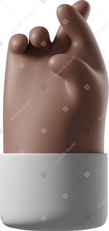 3D Brown skin hand with crossed fingers Illustration in PNG, SVG