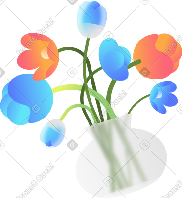 磨砂玻璃效果花卉花瓶 PNG, SVG