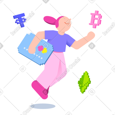 在线投资加密货币的女性 PNG, SVG