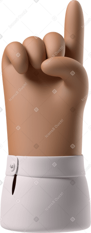 3D Brown skin hand pointing up Illustration in PNG, SVG