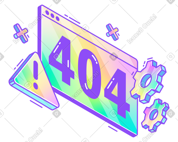 用齿轮和感叹号文字刻上 404 PNG, SVG