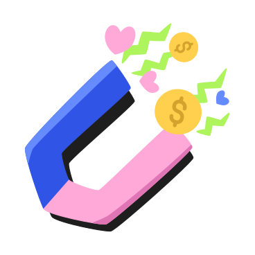 Magnet attracts likes and coins PNG, SVG