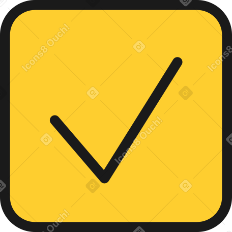 yellow button with checkmark Illustration in PNG, SVG