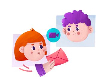 Two young people talking on zoom PNG, SVG