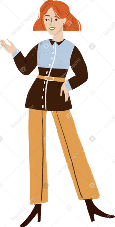 girl speaking with a hand on her hip Illustration in PNG, SVG