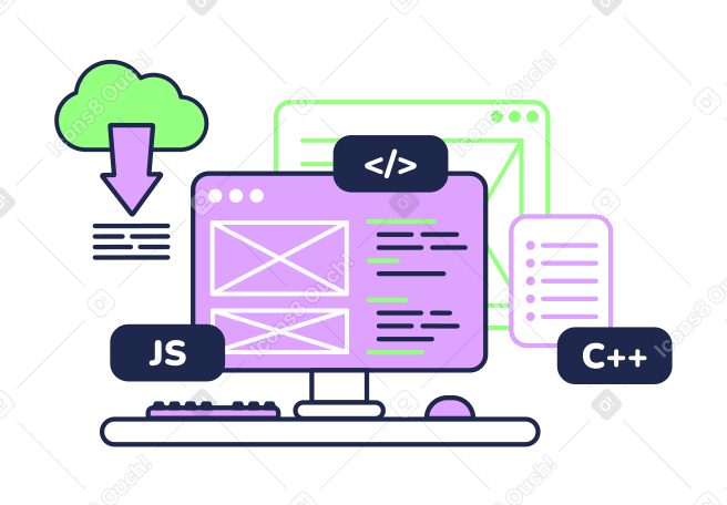 Web development and coding on PC PNG, SVG