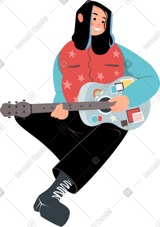 girl playing guitar PNG, SVG