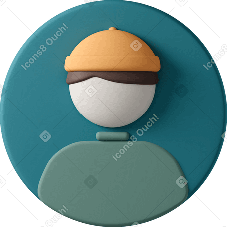 3D profile picture of man in green shirt and orange hat PNG, SVG